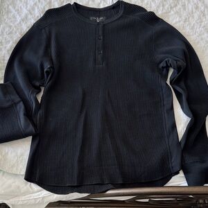 Rag & Bone Charcoal (black) Waffle Knit Henley
